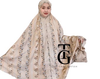 Mukena para adultos, minibolsa de viaje, goma para la frente con cremallera, set de oración islámica para mujeres, mukena para mujeres musulmanas, ropa de oración modesta GT83