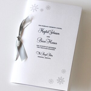 Winter Wedding Ceremony Program  Winter Wonderland Wedding  Snowflake Wedding Program  Order of Service