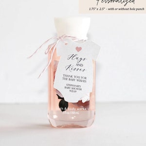 Hugs and Kisses Baby Shower Favor Tag Baby Shower Thank you Tag Baby Shower Favor Girl Custom Gift Tag Personalized Favor for Girl Shower