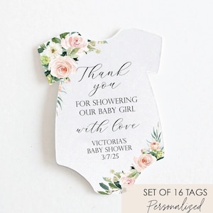 Girl Floral Baby Shower Favor Tag Baby Shower Thank you Tag Blush Pink Boho Baby Shower Custom Gift Tag Personalized Favor tag bodysuit
