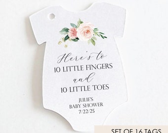Blush Baby Shower Favor Tag Nail Polish Favor Tag It's a Girl Pink Floral Favor Tag Boho Shower Personalized Shower 10 Fingers 10 Toes Tag