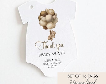 Teddy Bear Baby Shower Favor Tag Gender Neutral Shower Favor Thank you Bodysuit Tag Custom Baby Gift Tag Personalized Teddy Bear Decor