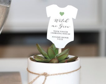 Watch me Grow Favor Tag, Succulent Plant Favor Tag, Gender Neutral Favor Tag, Baby Shower Favor tag, Thank you Tag, Green Tag, Printed