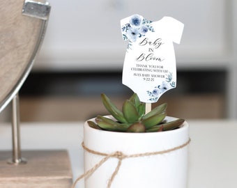 Boy Baby Shower Favor Tag | Plant favor tag | Baby in Bloom Favor Tag, Thank you Tag | Blue Floral Favor Tag | Succulent Gift tag | Printed
