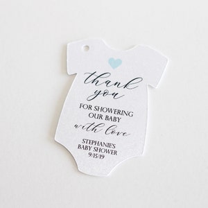 Blue Baby Shower Thank You Tag Boy Favor Tags Onesie Favor - Etsy