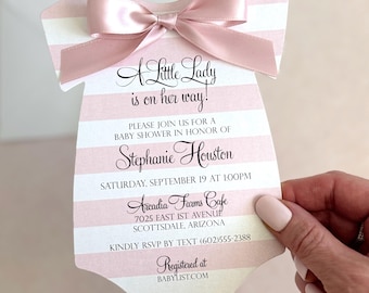 Girl Baby Shower Invitation Girl Pink Shower Invitation Bow Baby Shower Invite Baby Girl invitation Custom Coquette theme baby shower decor