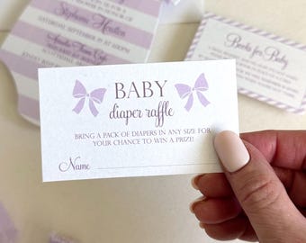Diaper raffle cards purple