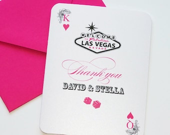 Las Vegas Playing Card Thank you cards - Las Vegas Wedding Cards - Personalzied Stationery - Casino Note Cards - Vegas Thank you - Stella