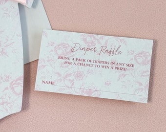 Pink Floral Diaper Raffle cards
