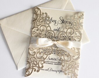 Lace Wedding Invitations Etsy