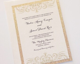 Gold Glitter Invite Etsy