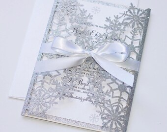 snowflake invitation etsy