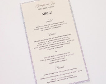 Glitter Menu Cards Wedding Menus Elegant Menu Cards Etsy