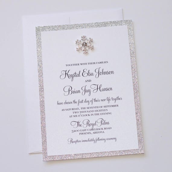 Winter Wedding Invitation Snowflake Invitation Elegant Etsy