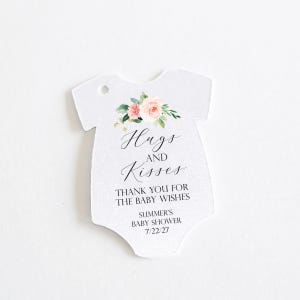 Baby Shower Favor Tag Personalized Baby Shower Thank you Tag Hugs and Kisses baby shower tag Custom Favor Tag Boho Baby Shower Bodysuit tag