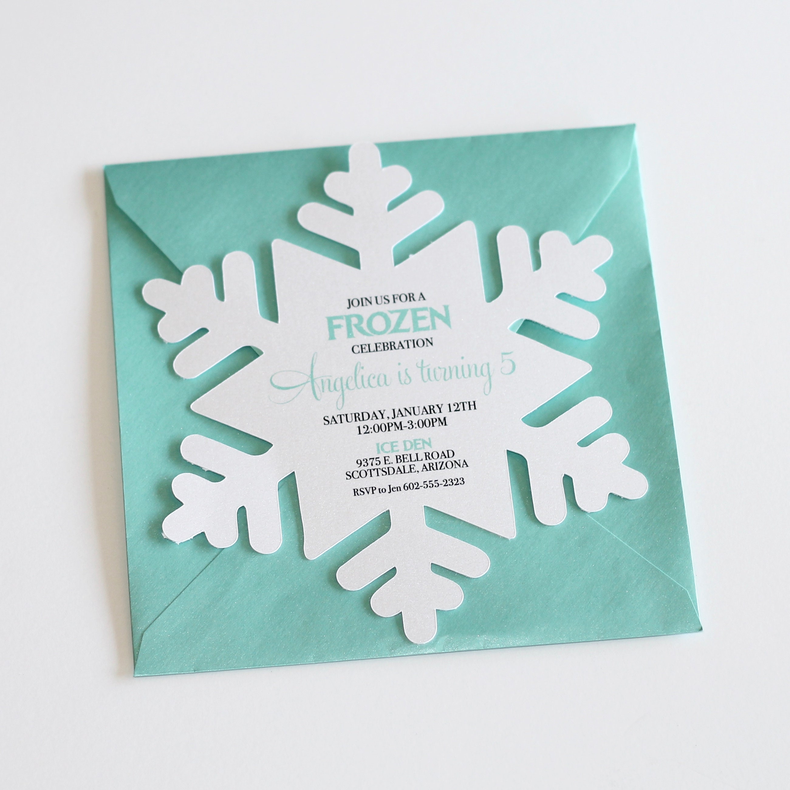 Frozen Birthday Invitation Snowflake Invitation Winter Wonderland Invitation White Silver Die Cut Frozen themed Party Invite