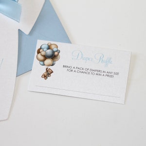 Teddy Bear Diaper Raffle cards blue