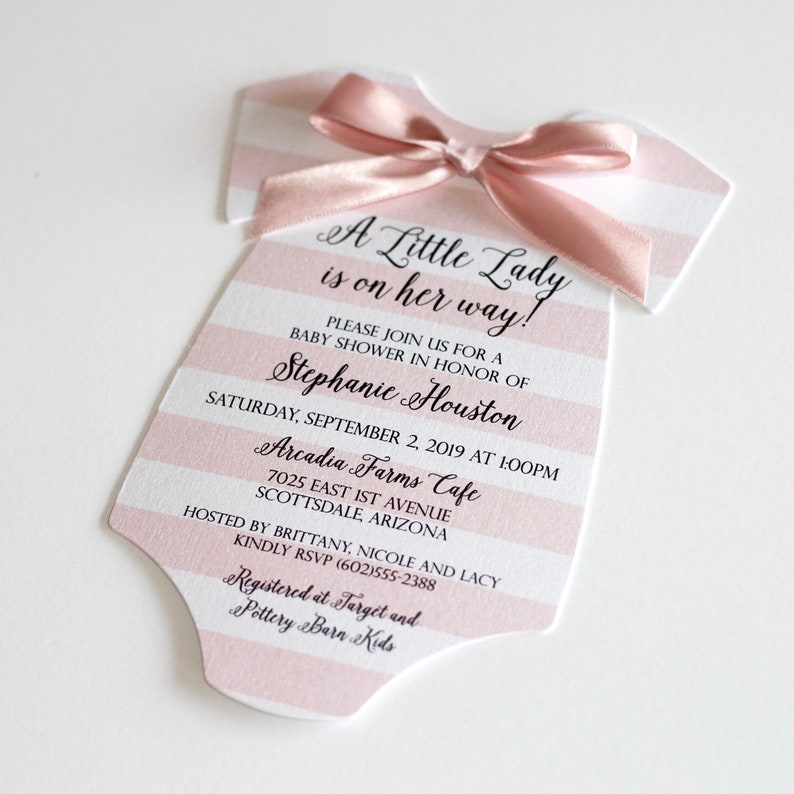 Girl Baby Shower Invitation Pink Shower Invitation Bow Etsy
