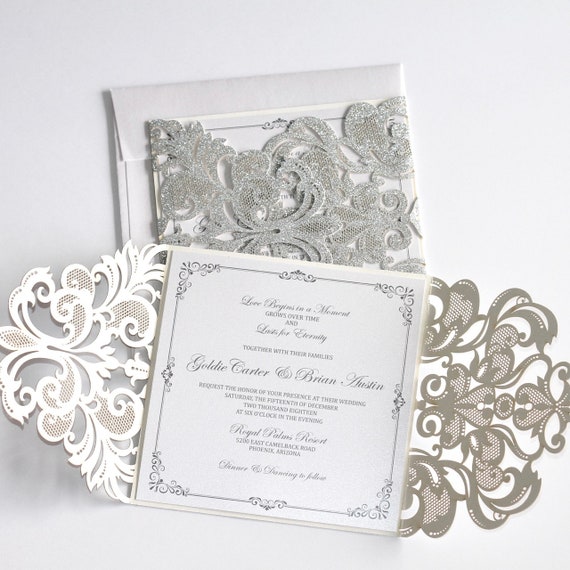 custom printed royal engraved scroll invitation with a laser