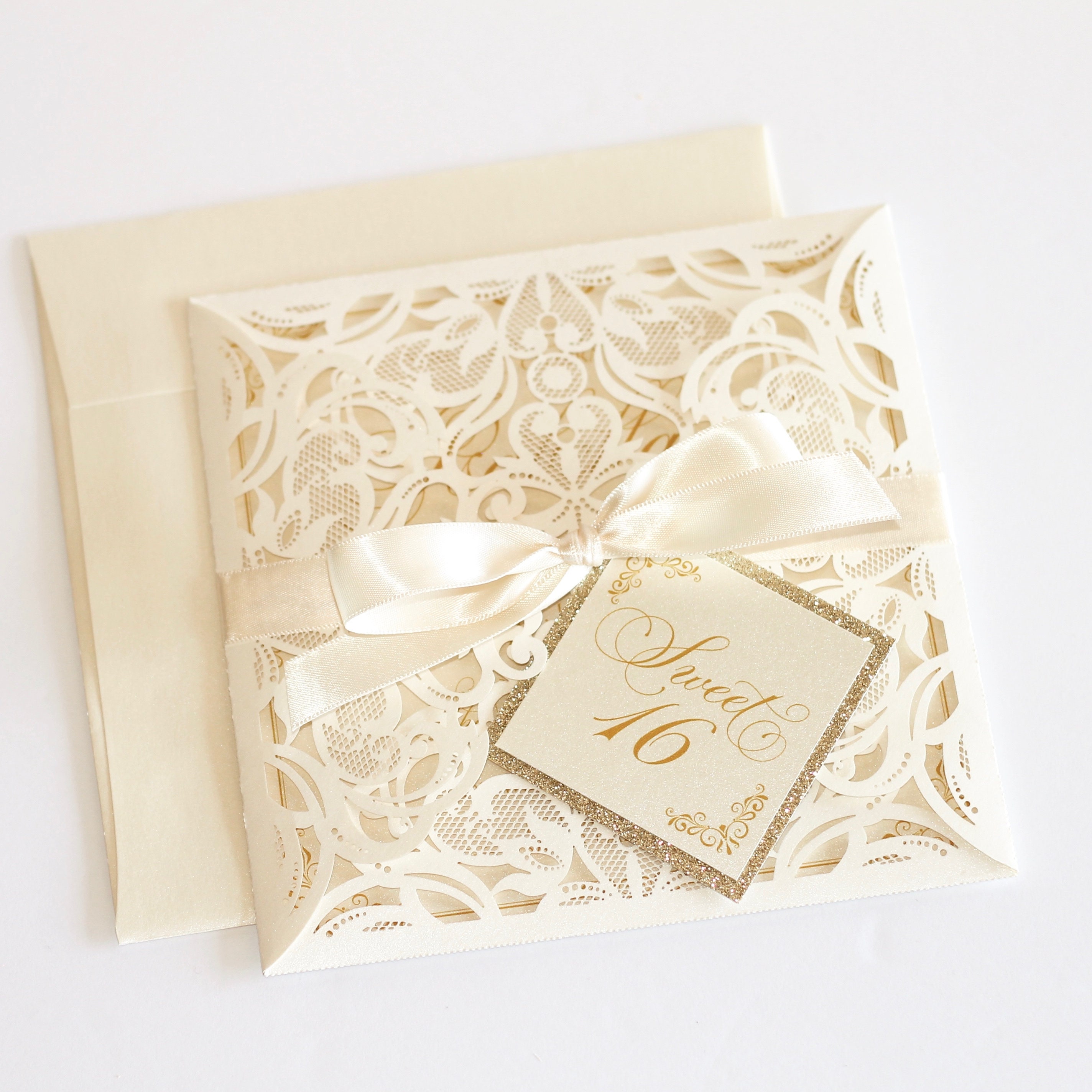 Sweet 16 Invitations Laser Cut Glitter Invitation Couture Etsy
