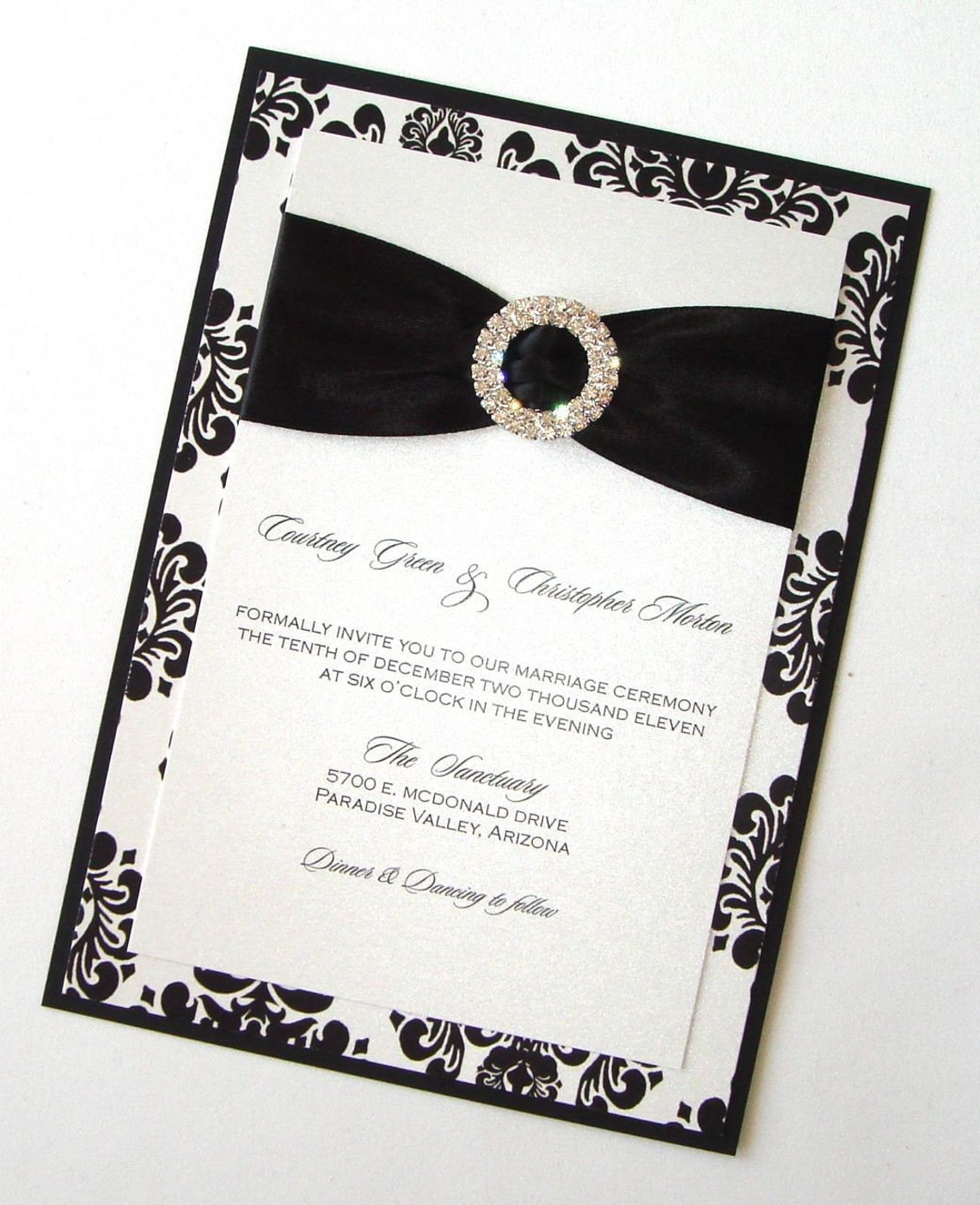 Damask Wedding Invitation Elegant Wedding Invitation Etsy