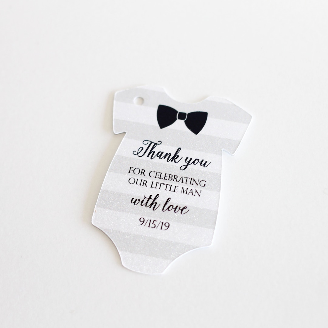 Baby Shower Favor Tag Boy Thank You Tags Onesie Tags Little Man Favor