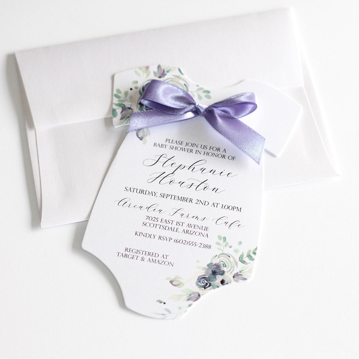 Girl Baby Shower Invitation Lilac Floral Shower Invitation Etsy