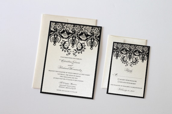 DAMASK PERSONALISED WEDDING DAY & EVENING INVITATIONS WITH ENVELOPES & P&P 