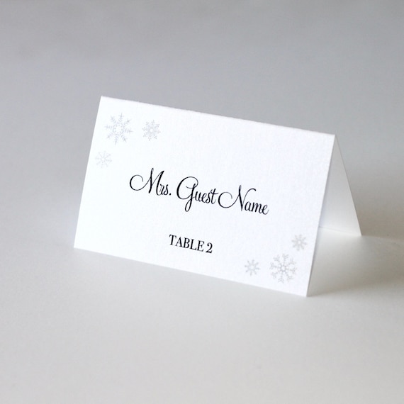 Winter Wedding Place Cards Snowflake Name Cards Winter Etsy