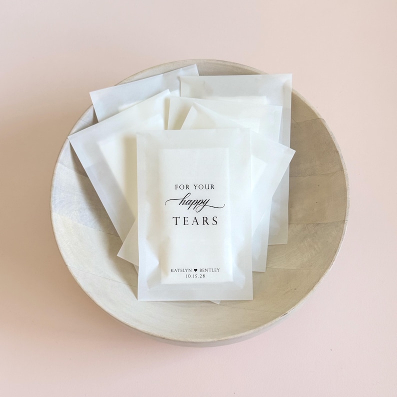 Tissue pack for wedding guest personalized wedding tissue favor bag ceremony happy tears tissue packet for wedding guest custom tissue pack