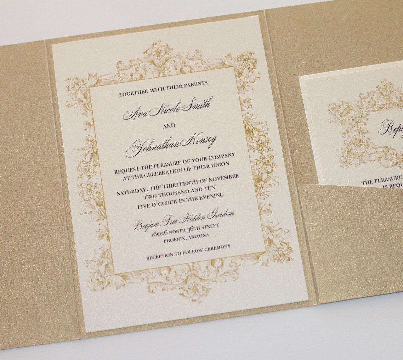 Ivory and Gold Vintage Wedding Invitation Elegant Wedding Etsy