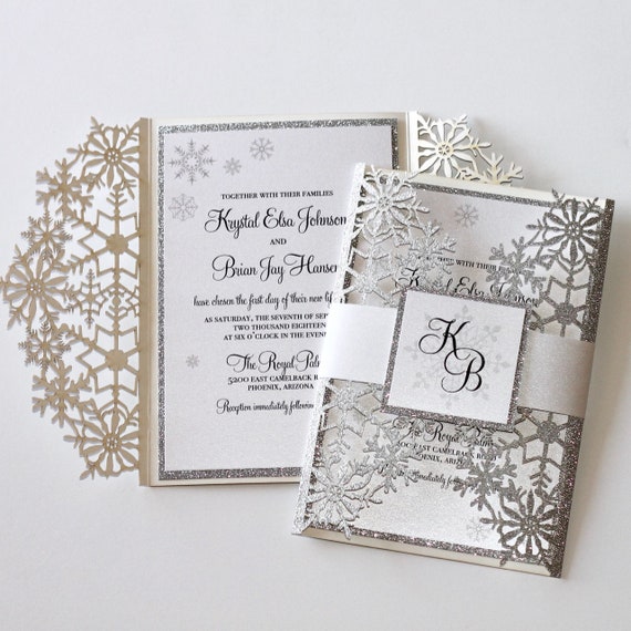 Winter Wedding Invitation Snowflake Invitation Elegant Wedding