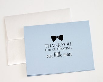 Baby Shower Thank You Cards - Little Man Thank You - Little Gentelman Shower - Bow tie Thank you card - Personzlied note card - Boy Shower