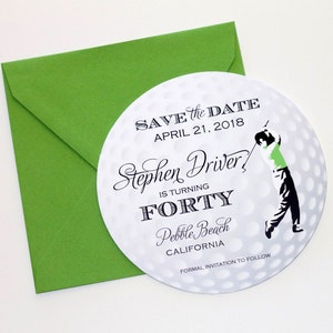 Golf Ball Save the Date Card - Golf Invitation - Golf Themed Party - Golf Party Invite - 40th Birthday Party - Golf Ball Invitation