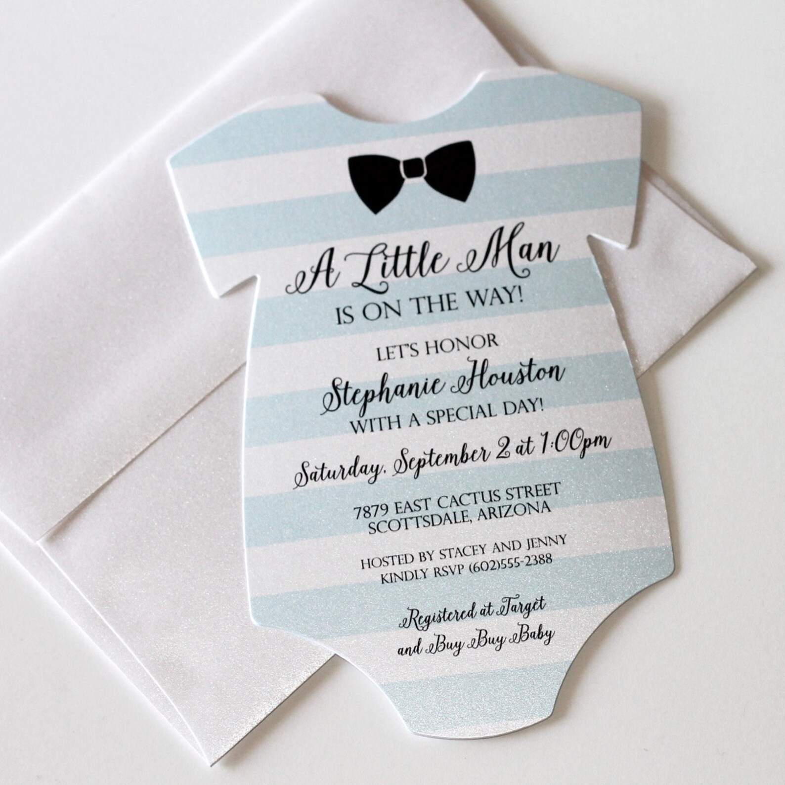 Baby Shower Onesie Invitation Blue Shower Invitation Baby Etsy
