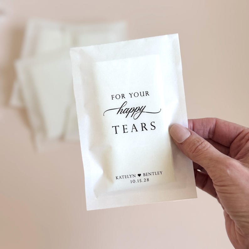 Tissue pack for wedding guest personalized wedding tissue favor bag ceremony happy tears tissue packet for wedding guest custom tissue pack