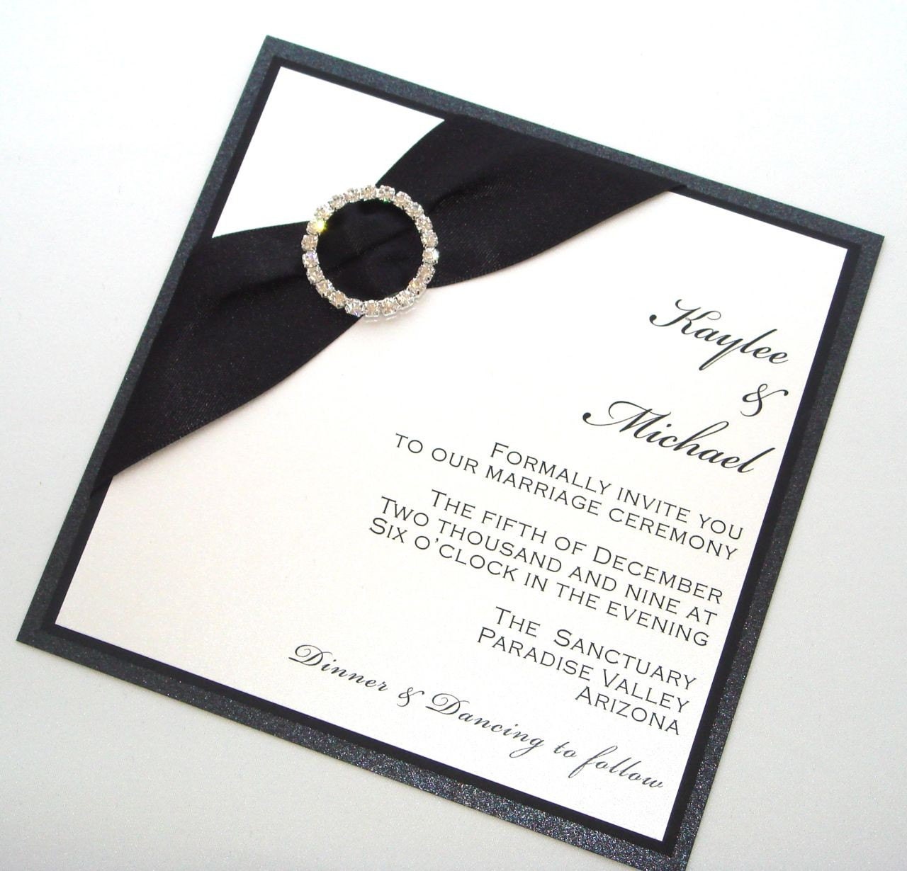 Elegant Wedding Invitation Black Tie Invitation Formal Wedding