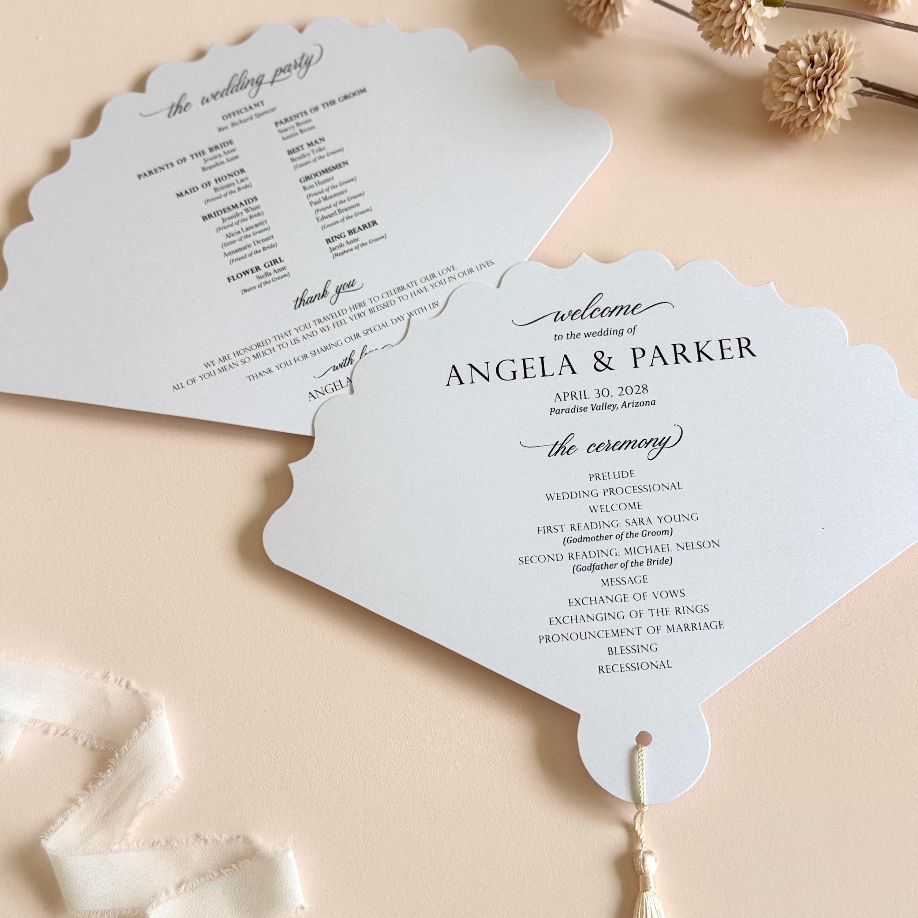 Wedding Program Fan With Tassel Elegant Wedding Ceremony Program ...