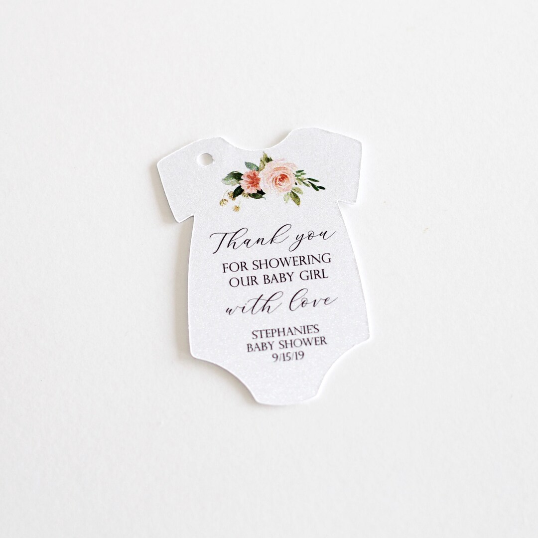 Floral Baby Shower Favor Tag Baby Shower Thank You Tags Onesie Tags
