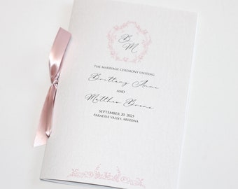 Blush Vintage Wedding Program - Elegant Wedding Program - Ceremony Program -  Order of Service - Printed Wedding Program - Blush Pink