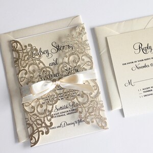 Ivory Wedding invite Bling Glam Wedding stationery theme