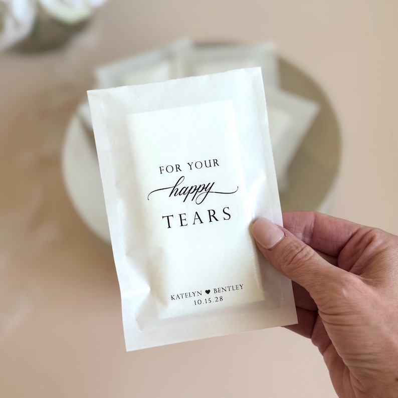 Tissue pack for wedding guest personalized wedding tissue favor bag ceremony happy tears tissue packet for wedding guest custom tissue pack