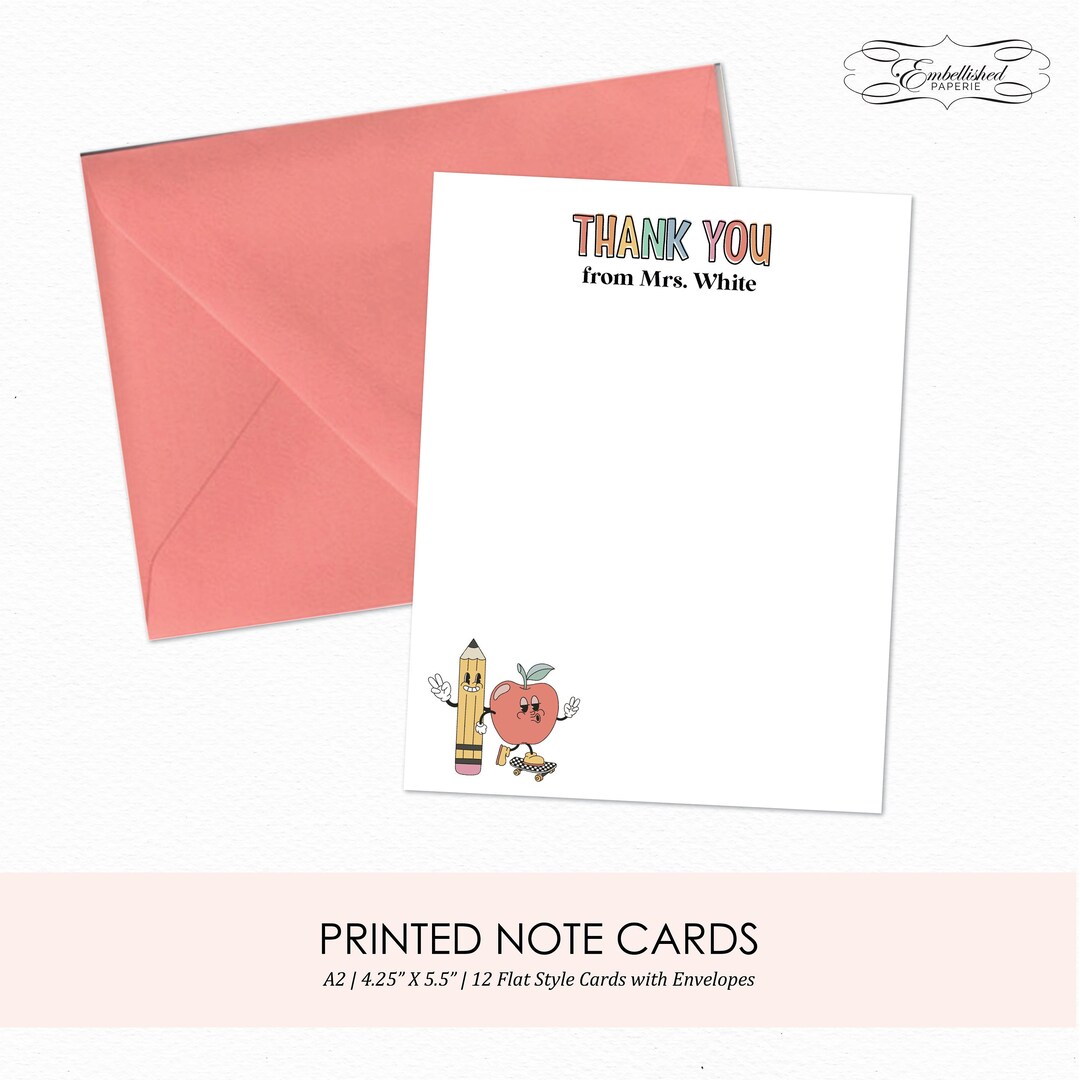 Personalized Teacher Gift Stationery Set Custom Thank You Card Teacher ...