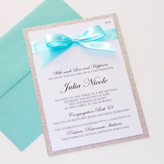 bat mitzvah invitations glitter