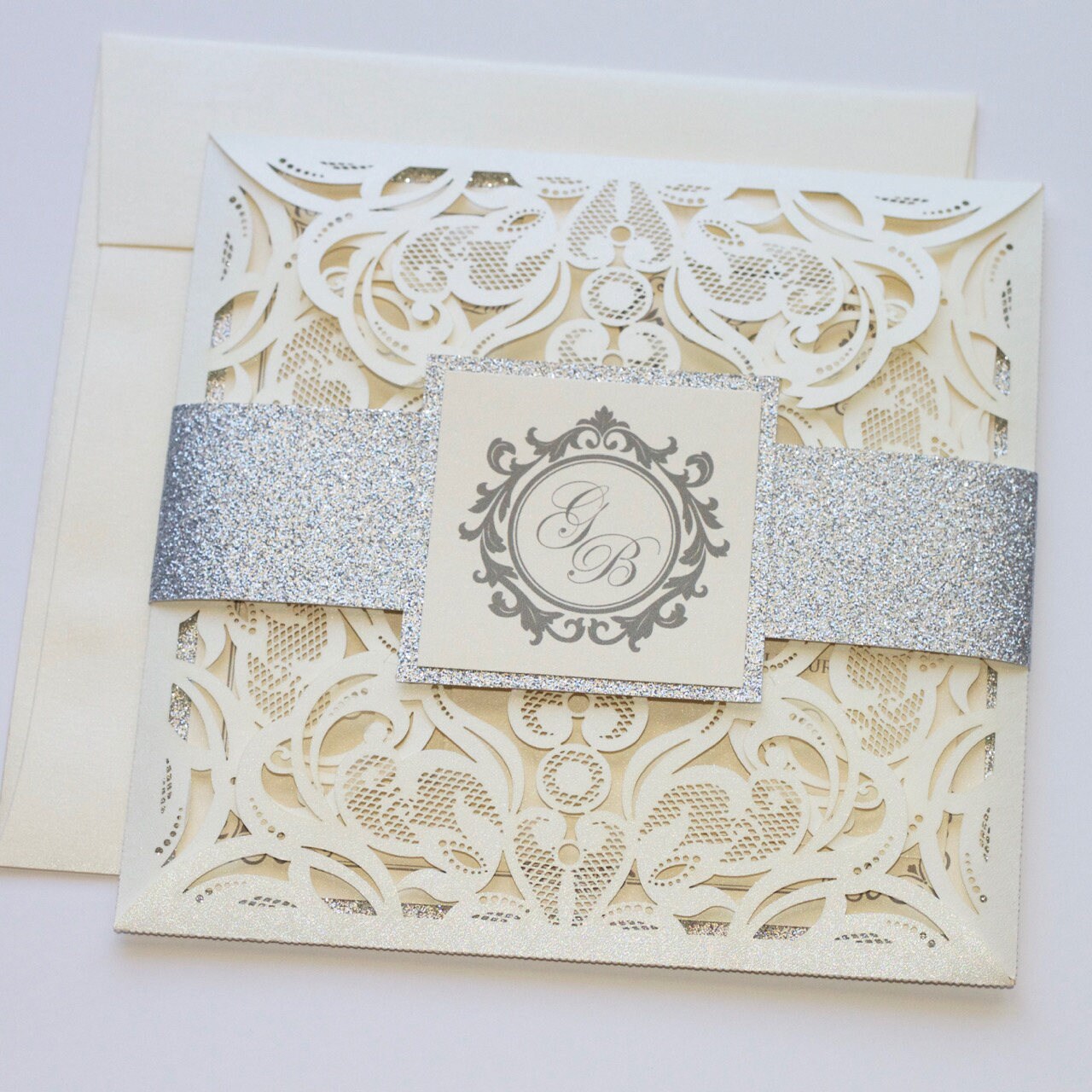 Lace Wedding Invitation Elegant Wedding Invite Laser Cut Etsy