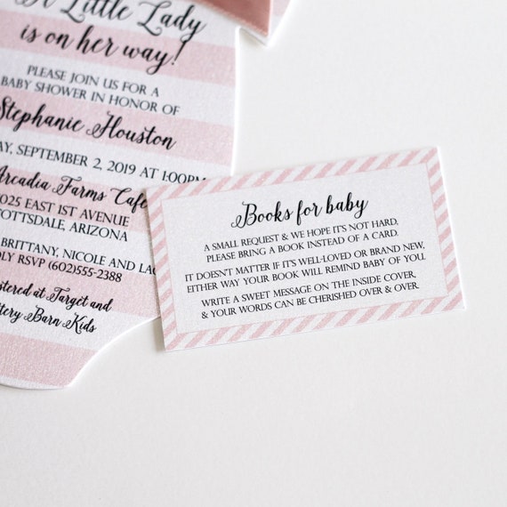 Bring A Book For Baby Shower Invitation Girl Boho Light Pink Books
