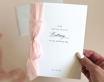 Bridesmaid thank you card personalized bridal party card for wedding day thank you bridesmaid gift idea wedding party custom cards keepsake