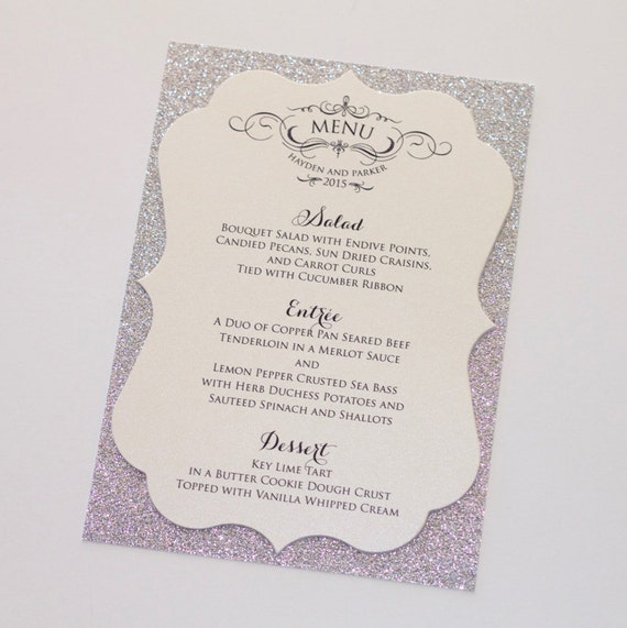 Menu Elegance banners/card toppers embellishments make your own Invitations pk10 