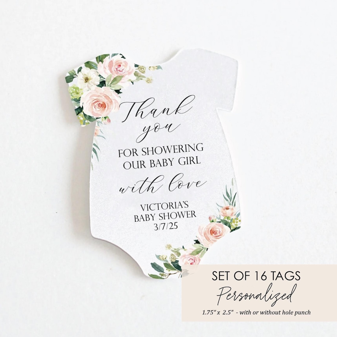 Girl Floral Baby Shower Favor Tag Baby Shower Thank You Tag Blush Pink ...