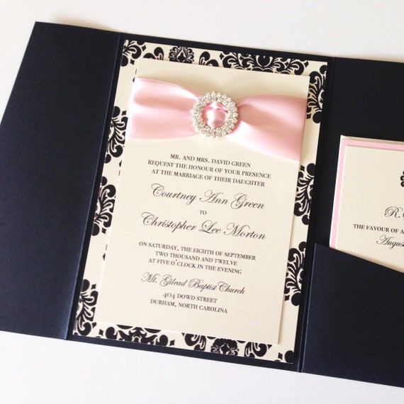 Damask Wedding Invitation Elegant Wedding Invitation Lace Etsy